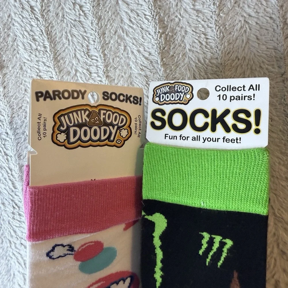 Two Pairs Junk Food Doody Socks Blow Poofs Monster Deuce Funny Gift‎